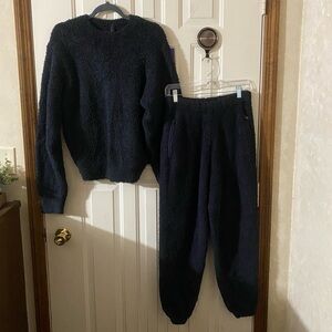 SKIMS Cozy Knit Teddy Size XXS/XS Onyx Black Pullover Sweater Jogger Set
